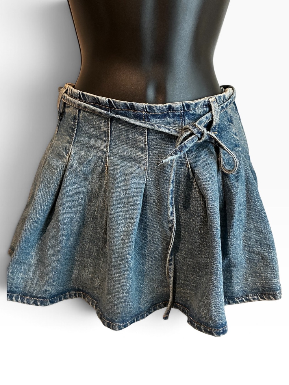 wild fable Washed Denim Pleated Skater Mini Skort. Brand New